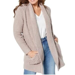 Barefoot Dreams CozyChic Cardigan Women's 3X Taupe Open Front NWT Cozy Warm
